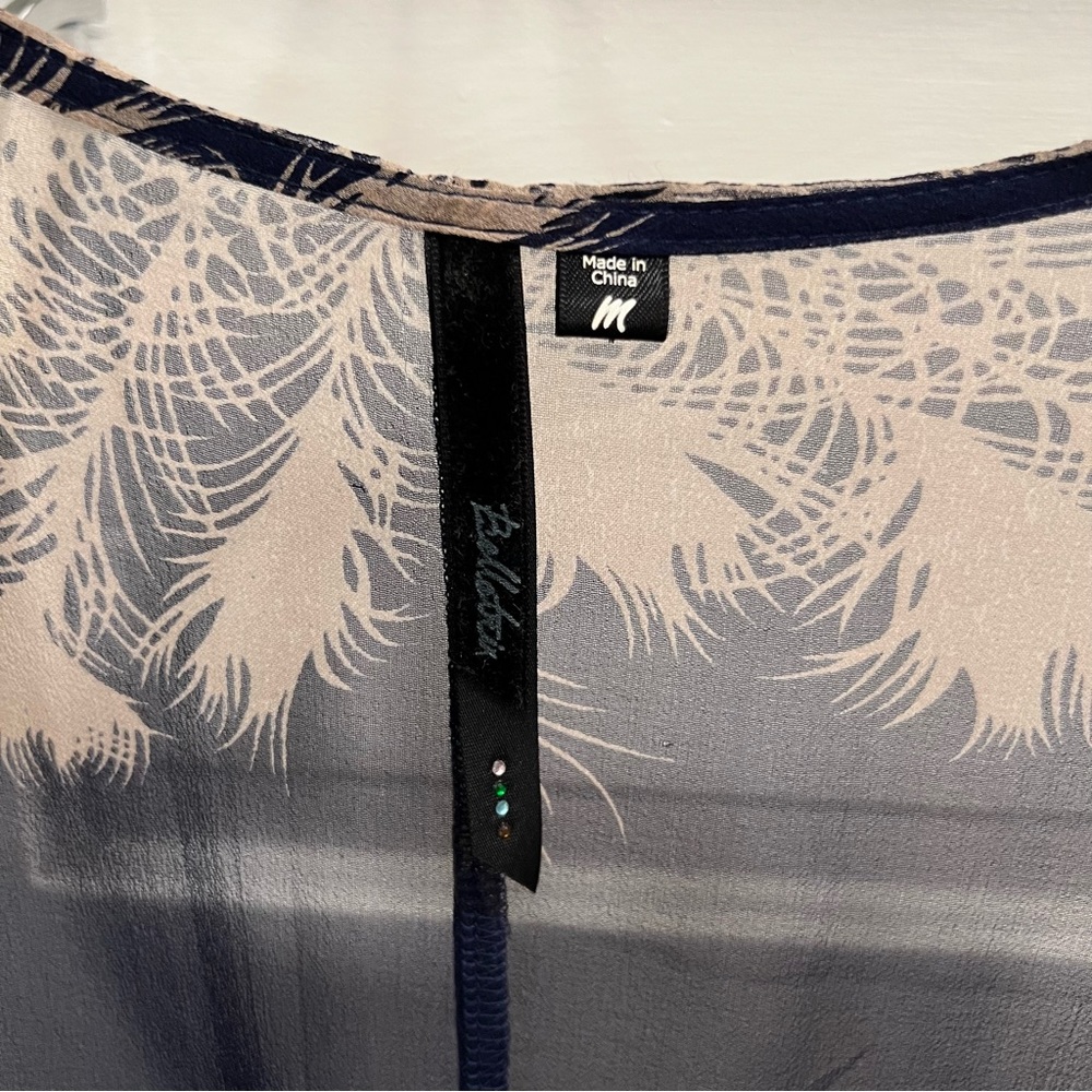 Bellatrix M silk chiffon kimono cardi feather print top - Picture 3 of 5